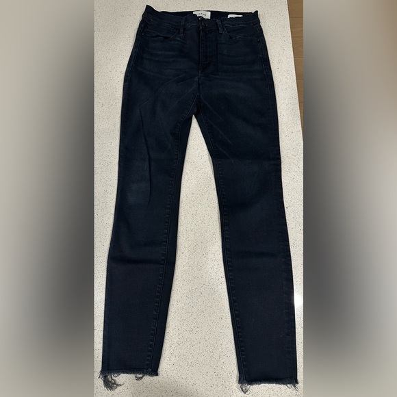 Frame Demin ‘Le High’ Skinny Jeans. deep indigo blue.  Frayed hem. Size 27. - Picture 1 of 6